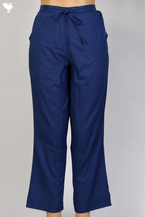 Cambric Cotton Pants In Inky Blue